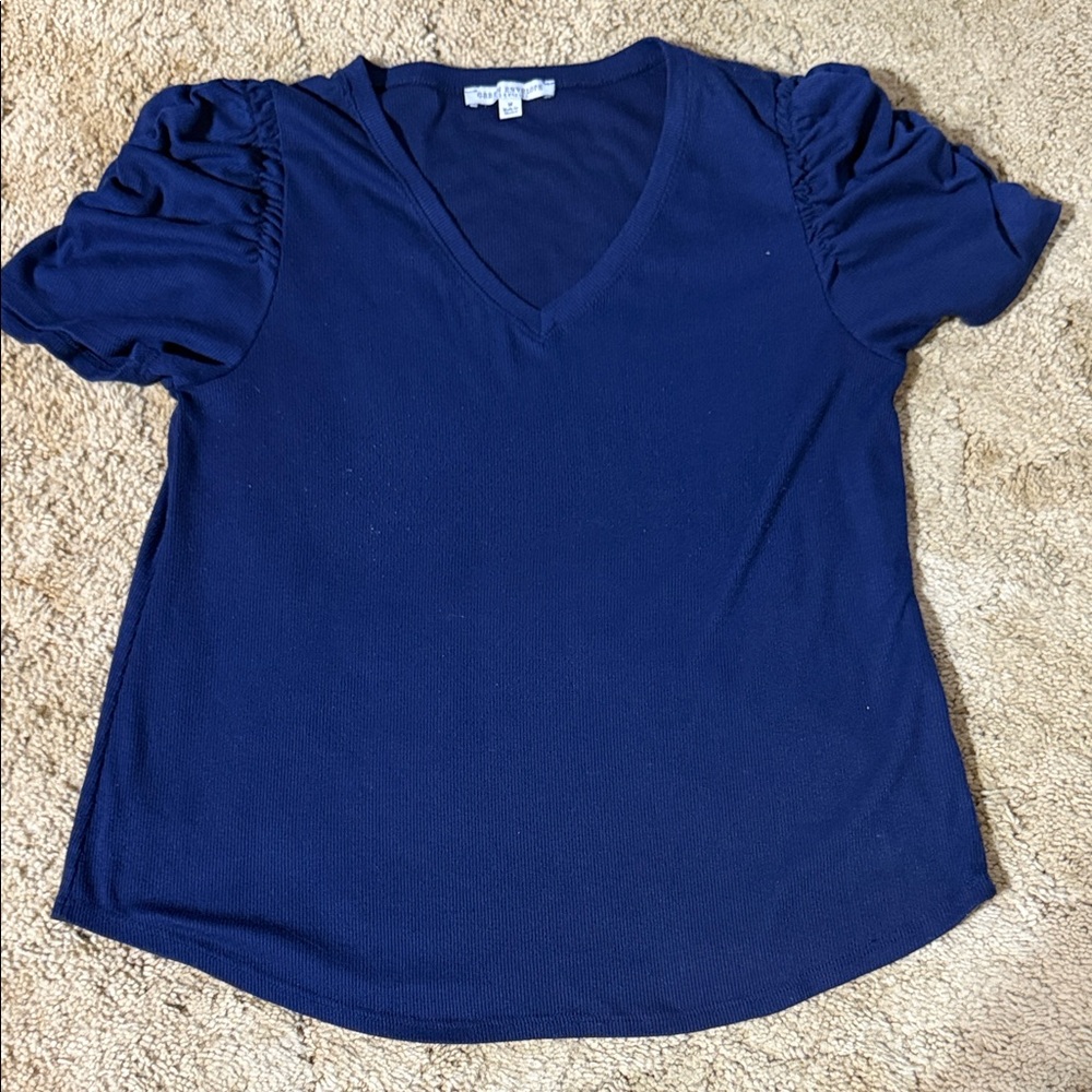 Women's Navy Blue V-Neck Top